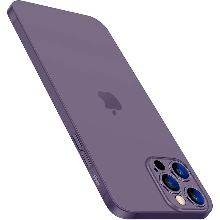 iPhone 14 Pro Max Case Silicone + Glass Case Deep Purple