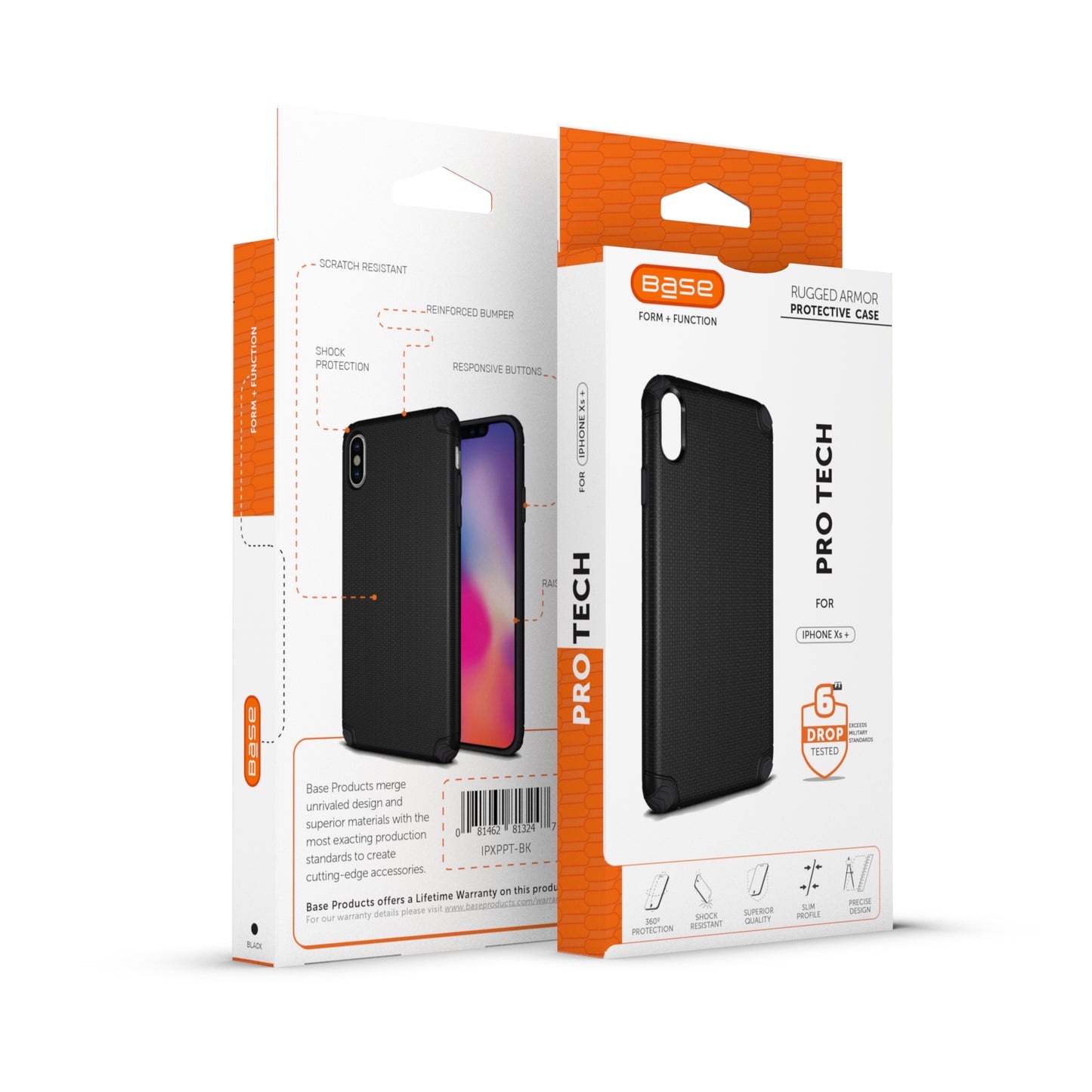 Base ProTech - Rugged Armor Protective Case for iPhone X Max - Black