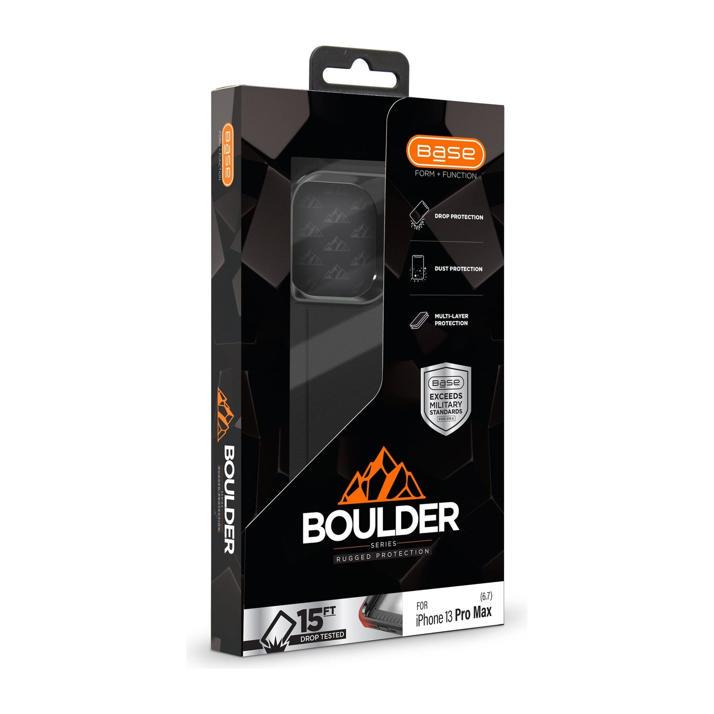 IPHONE 13 (6.1) PRO - BOULDER -  HEAVY-DUTY CO-MOLDED RUGGED PROTECTIVE CASE - BLACK