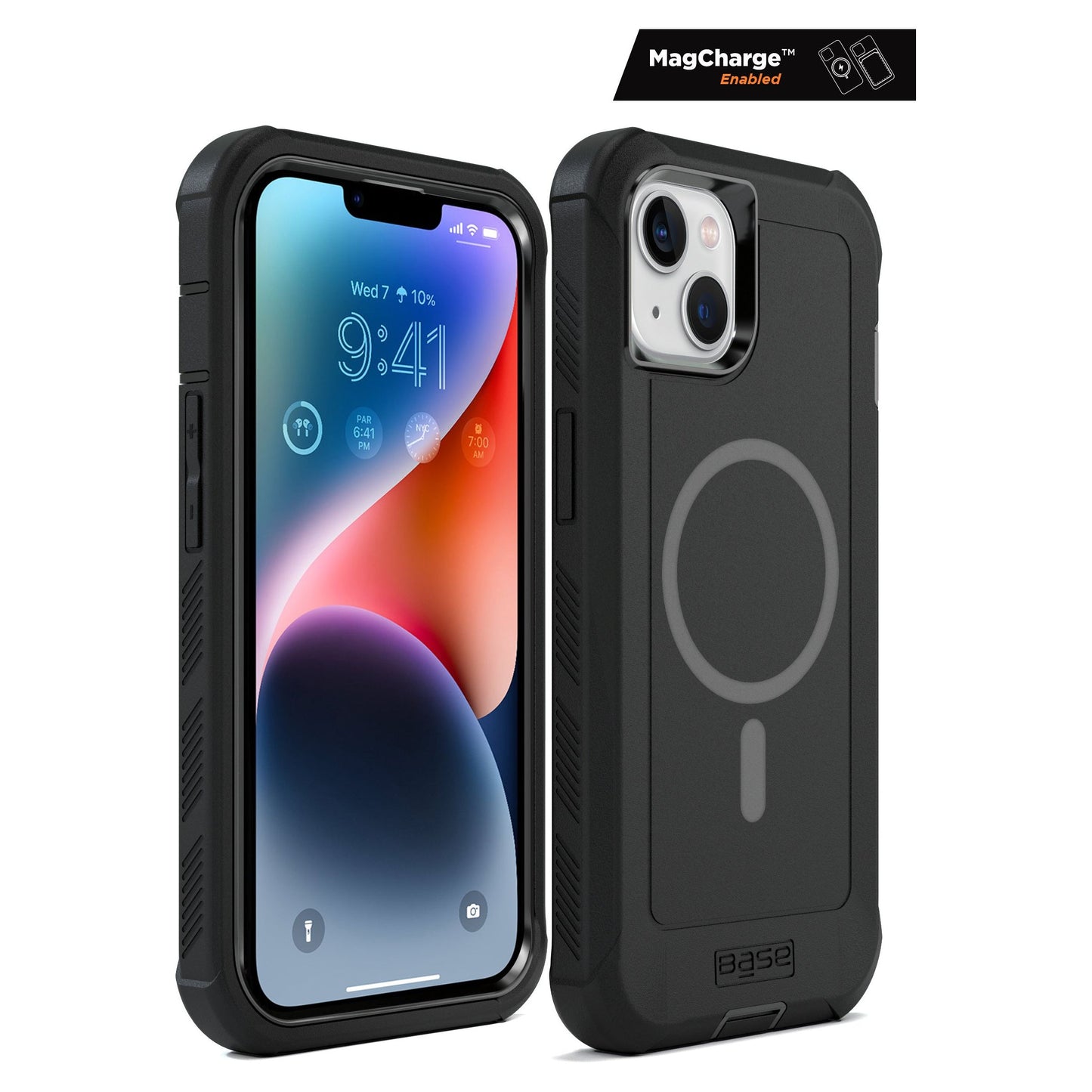 Base IPhone 15 (6.1) - Boulder - Heavy-Duty Co-Molded Rugged Protective Case - Black