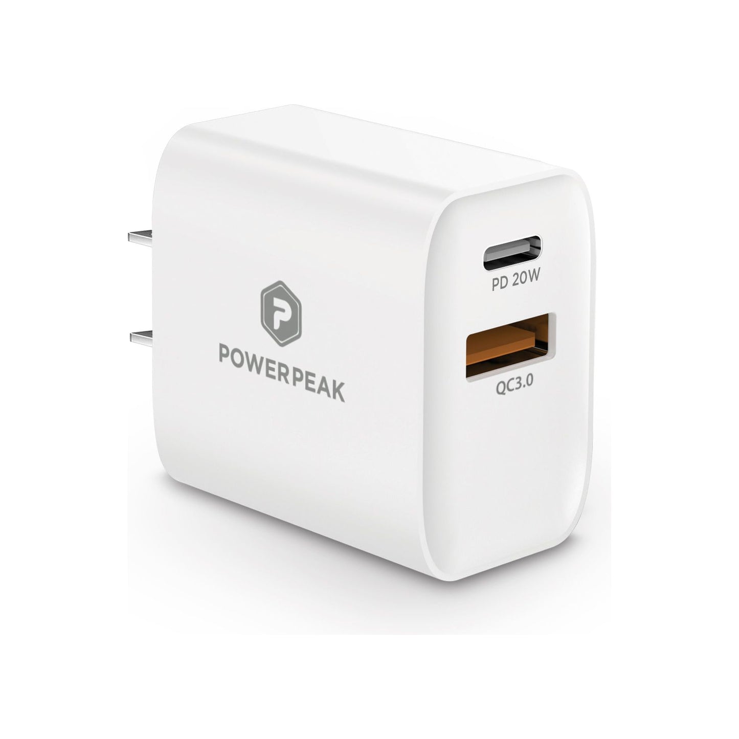 POWERPEAK PD WALL DUAL PORT CHARGER 20W - WHITE