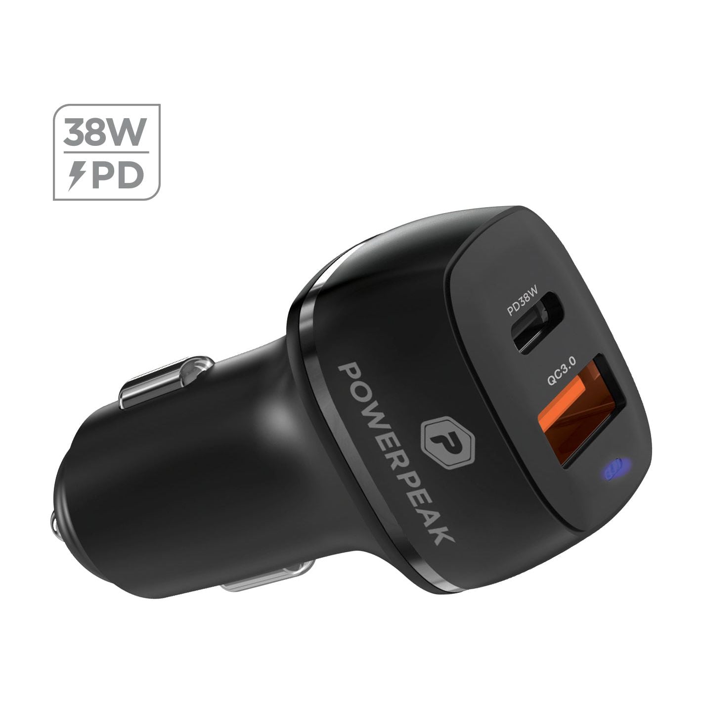 POWERPEAK DUAL PORT POWER DELIVERY CAR CHARGER 30W PD