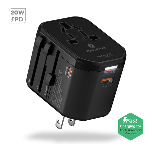 POWERPEAK INTERNATIONAL POWER ADAPTER, 1 USB TYPE C 18W PD PLUG - 1 USB PORT WALL CHARGER USB TYP