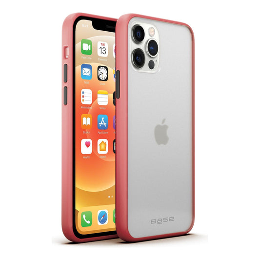 Base iPhone 13 PRO (6.1) - DuoHybrid Reinforced Protective Case  -  Clear/Coral (LIMITED EDITION)