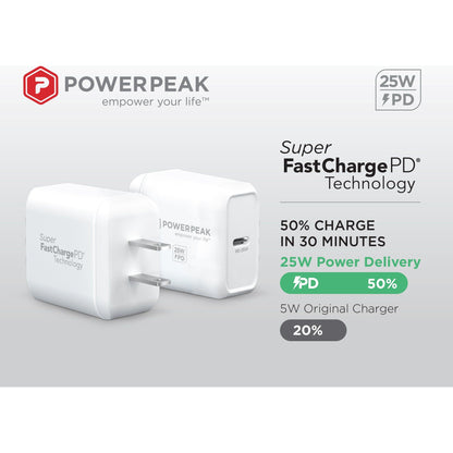 POWERPEAK 25W USB-C PD POWER ADAPTER - WHITE