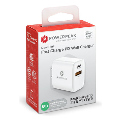 POWERPEAK PD WALL DUAL PORT CHARGER 20W - WHITE