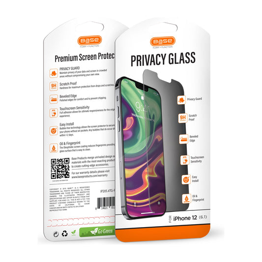 BASE PRIVACY TEMPERED GLASS SCREEN PROTECTOR FOR iPhone 12 / iPhone 12 Pro (6.1)