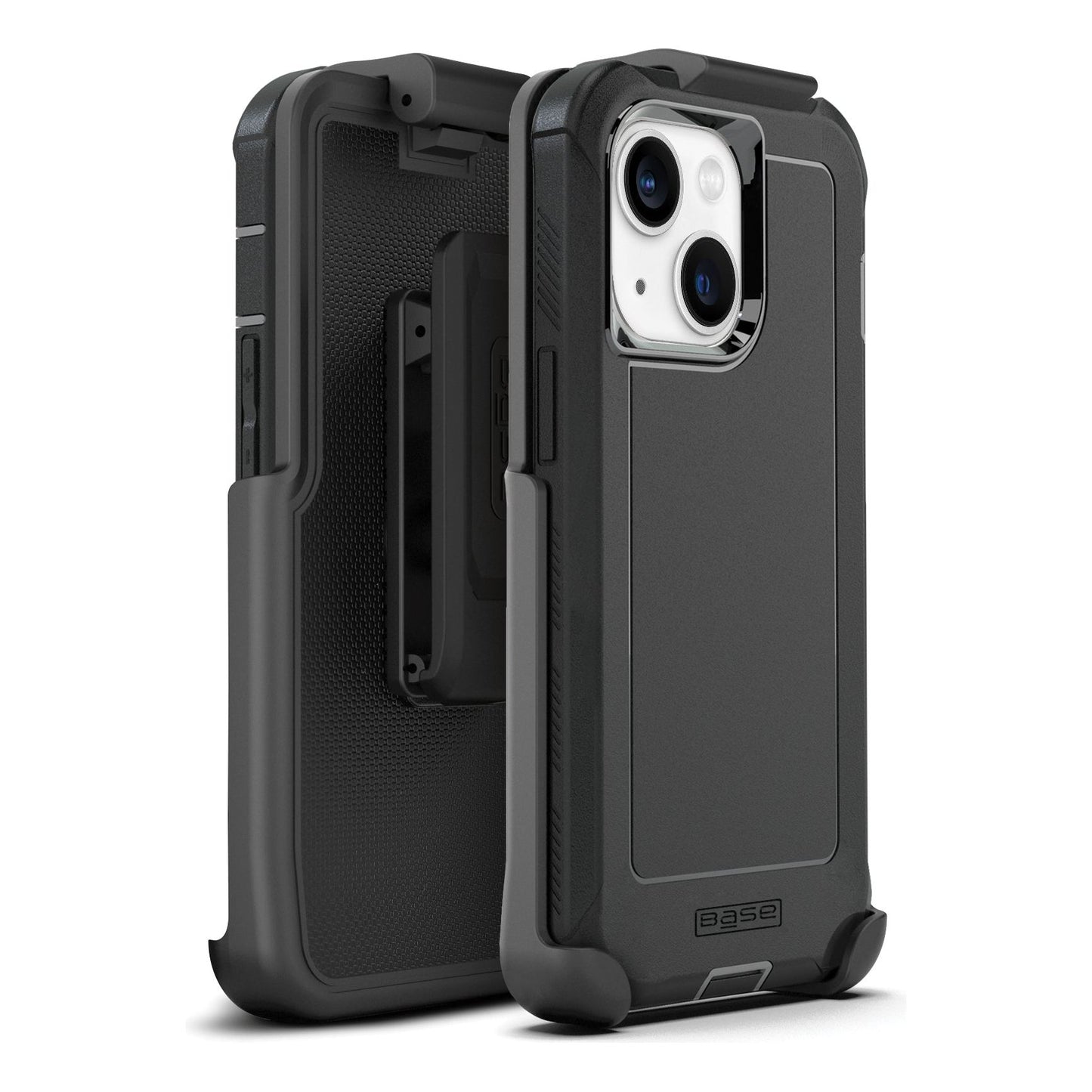 IPHONE 14 (6.1) - BOULDER - BLACK - HEAVY-DUTY CO-MOLDED RUGGED PROTECTIVE CASE W/ BELT CLIP HOSLTER