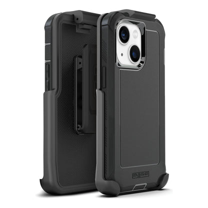 IPHONE 14 (6.1) - BOULDER - BLACK - HEAVY-DUTY CO-MOLDED RUGGED PROTECTIVE CASE W/ BELT CLIP HOSLTER