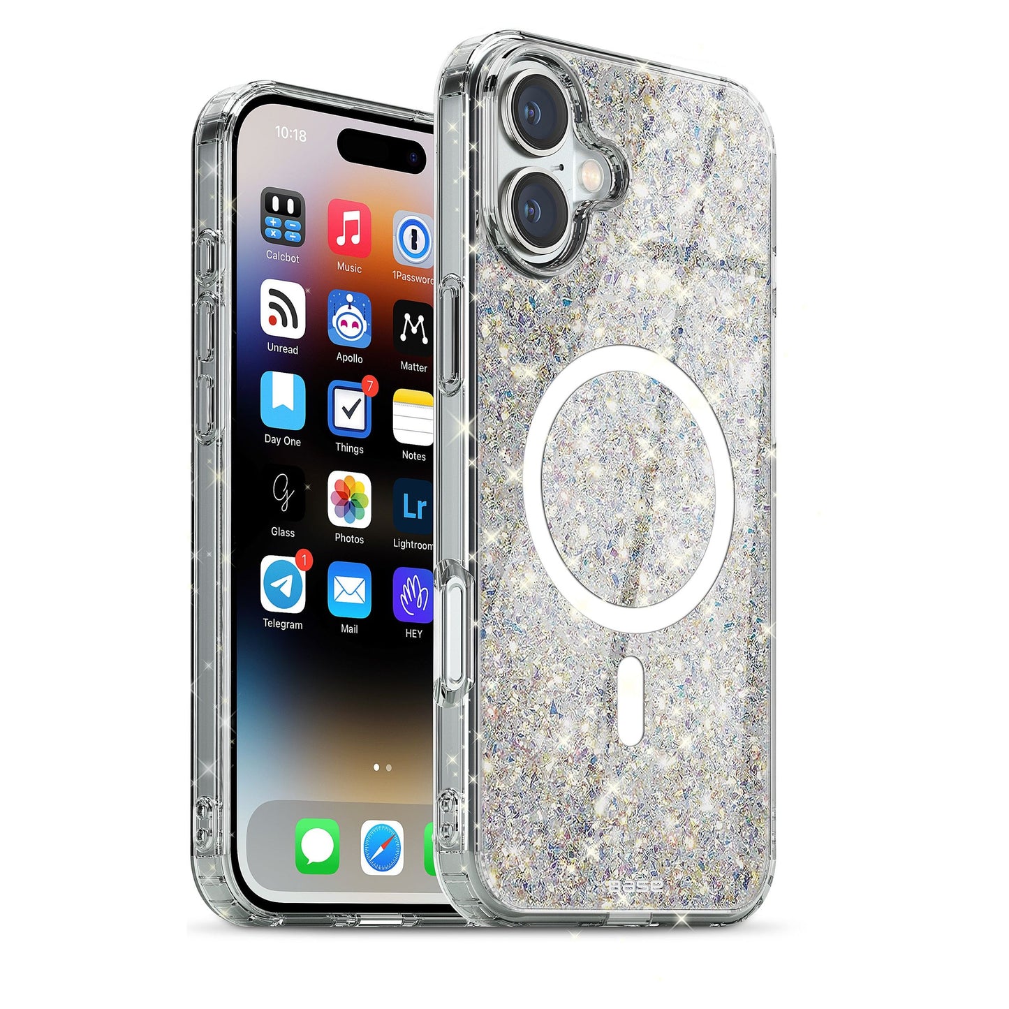 XBase IPhone 16 (6.1) Sparkleline Series MagSafe Compatible Case - White Gold