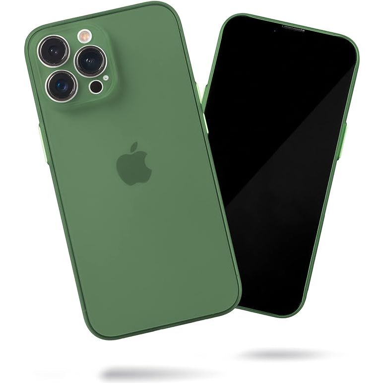 iPhone 14 Pro Max Case Silicone + Glass Case Cangling Green