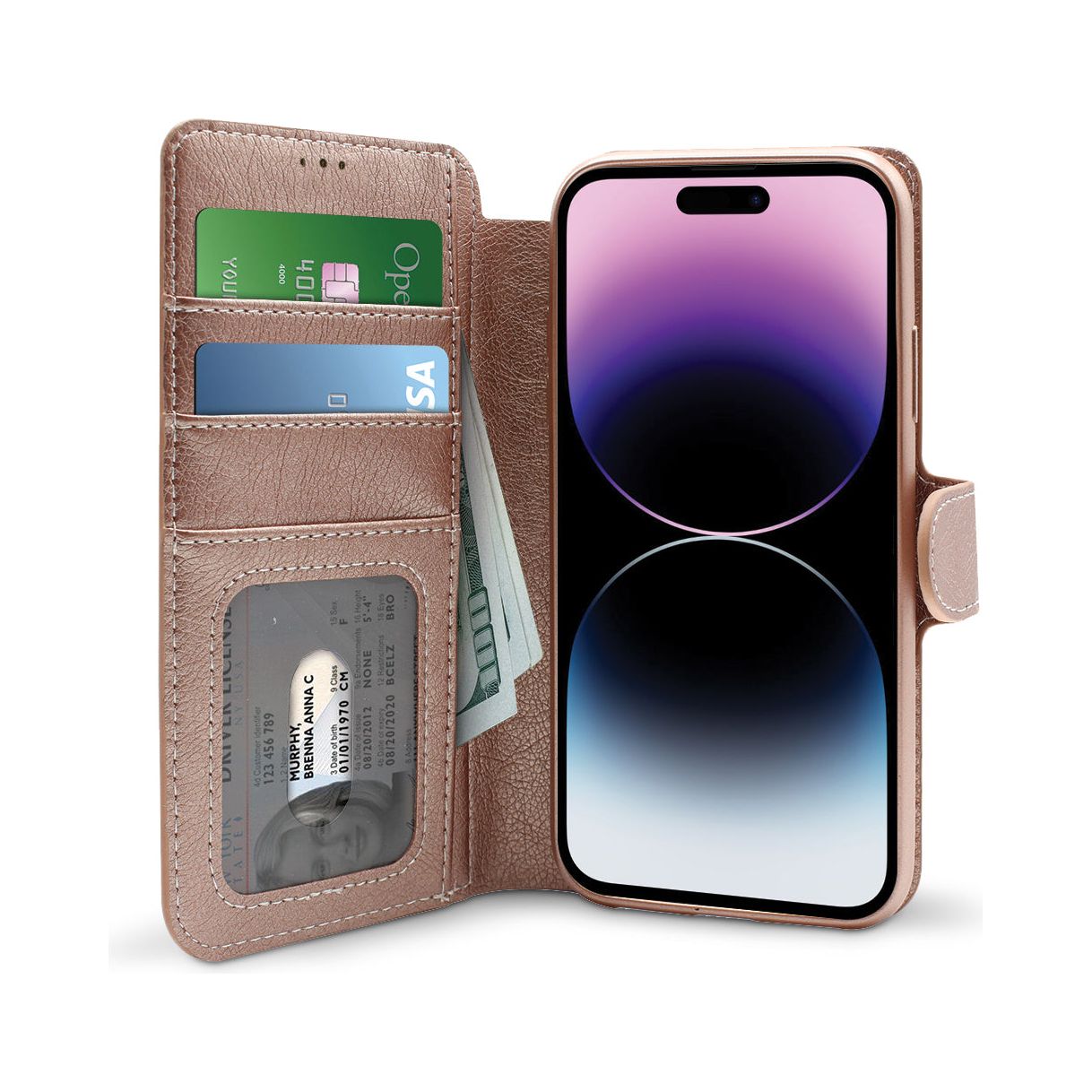 BASE FOLIO EXEC WALLET CASE IPHONE 14 PRO (6.1) - ROSE GOLD