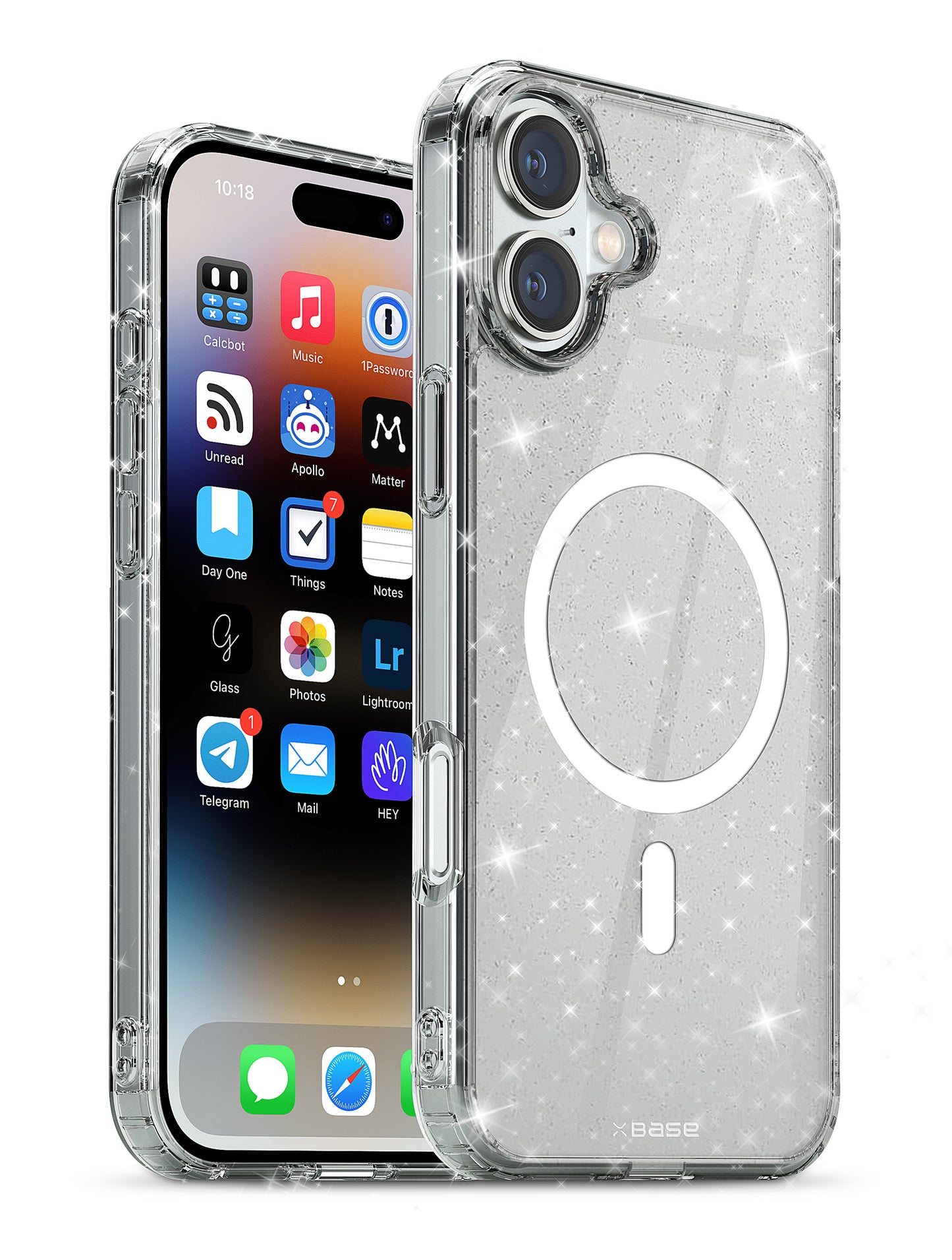 XBase IPhone 16 (6.1) Sparkleline Series Light MagSafe Compatible Case - Silver