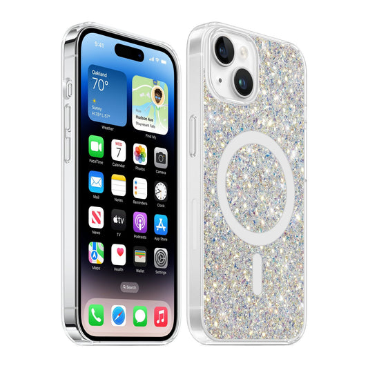 Base iPhone 15 Pro(6.1) Sparkle Series MagSafe Compatible Case - White Gold