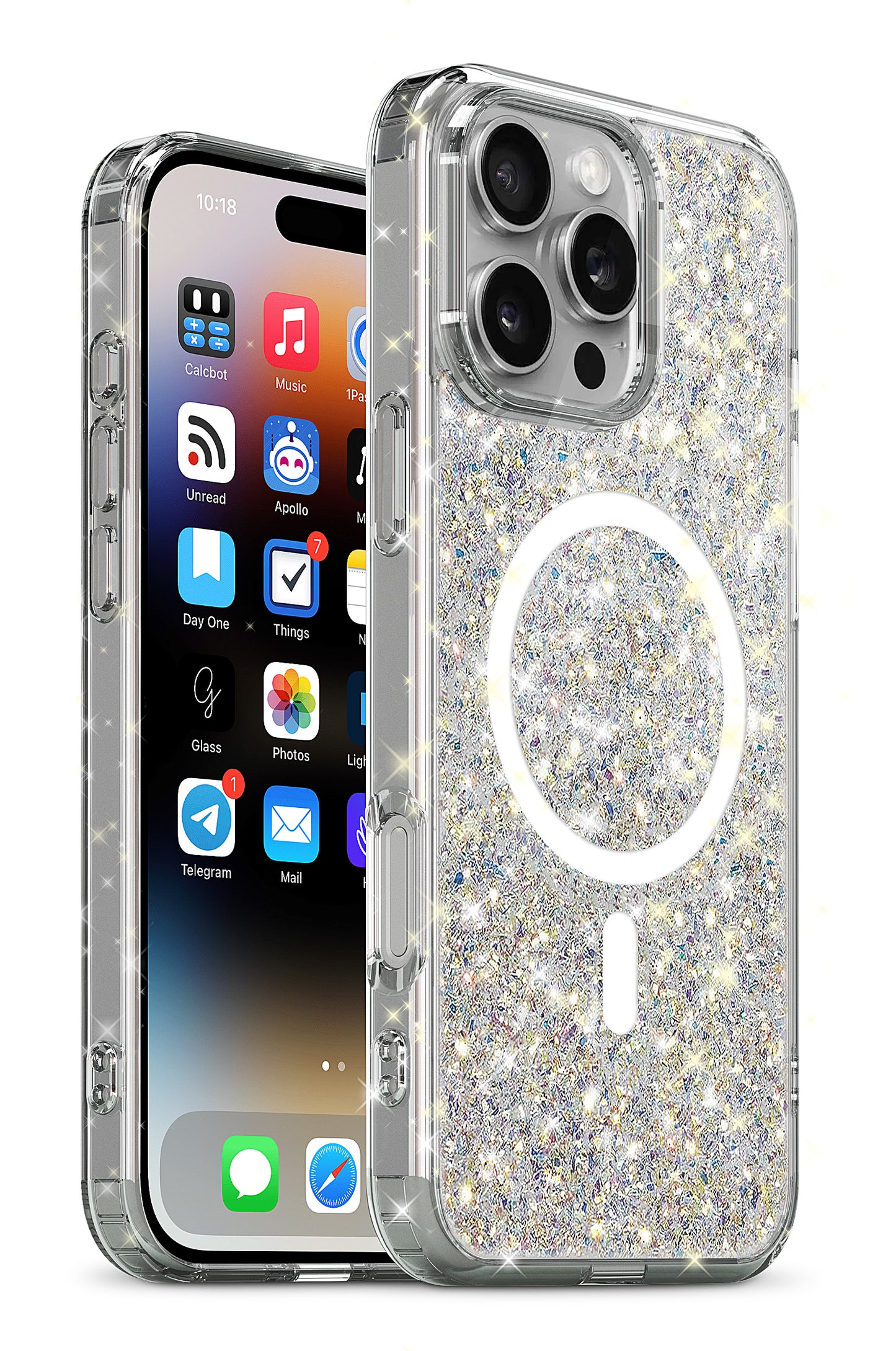 XBase IPhone 16 Plus Sparkleline Series MagSafe Compatible Case - White Gold