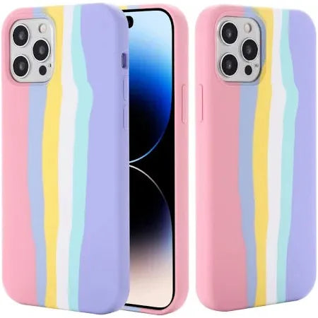 iPHONE 14 Plus - Silicone Case - Pink Rainbow