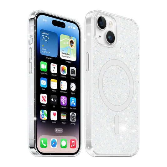 1 / 2 Base IPhone 15 Plus (6.7) Sparkle Series- Light MagSafe Compatible Case -Silver